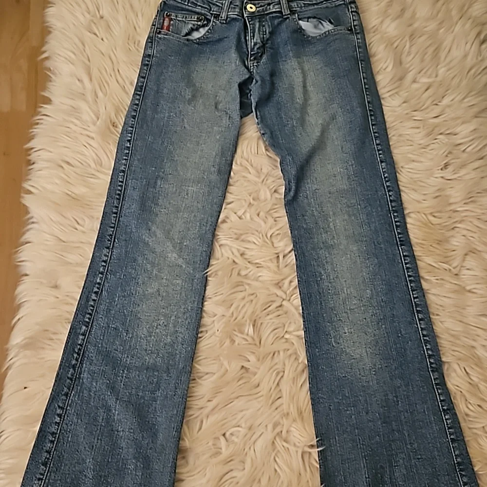 Y2K Spoon Jeans Flare Denim Size 7 Juniors Logo Pocket